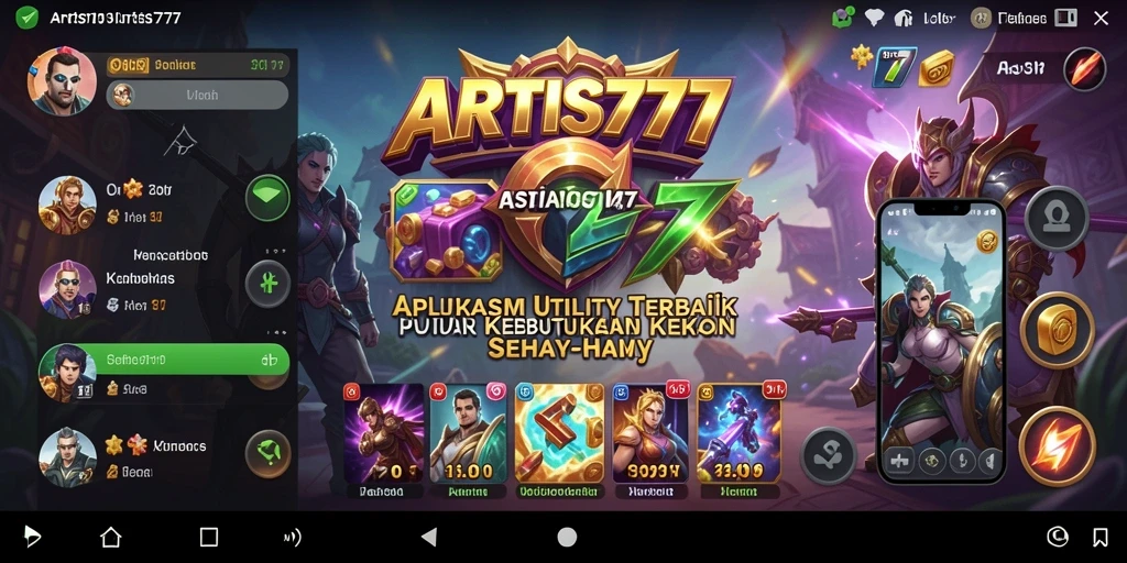 Tampilan utama ARTIS777 dengan fitur-fitur Utility yang lengkap.