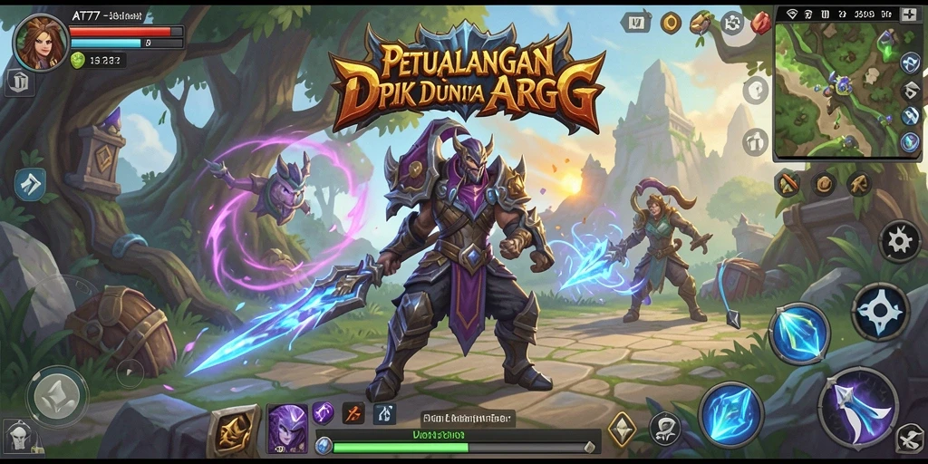 Tangkapan layar gameplay epik AT777 menampilkan pertarungan seru dan karakter menarik.