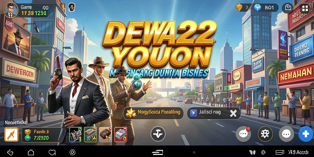 Tampilan gameplay DEWA22 yang menampilkan strategi bisnis.