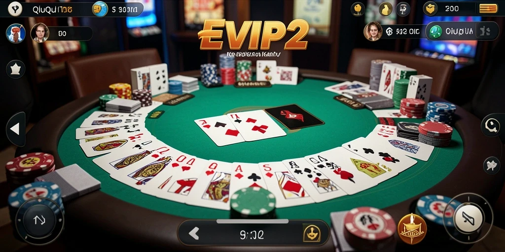 Tampilan gameplay seru dalam permainan QiuQiu EVIP2.