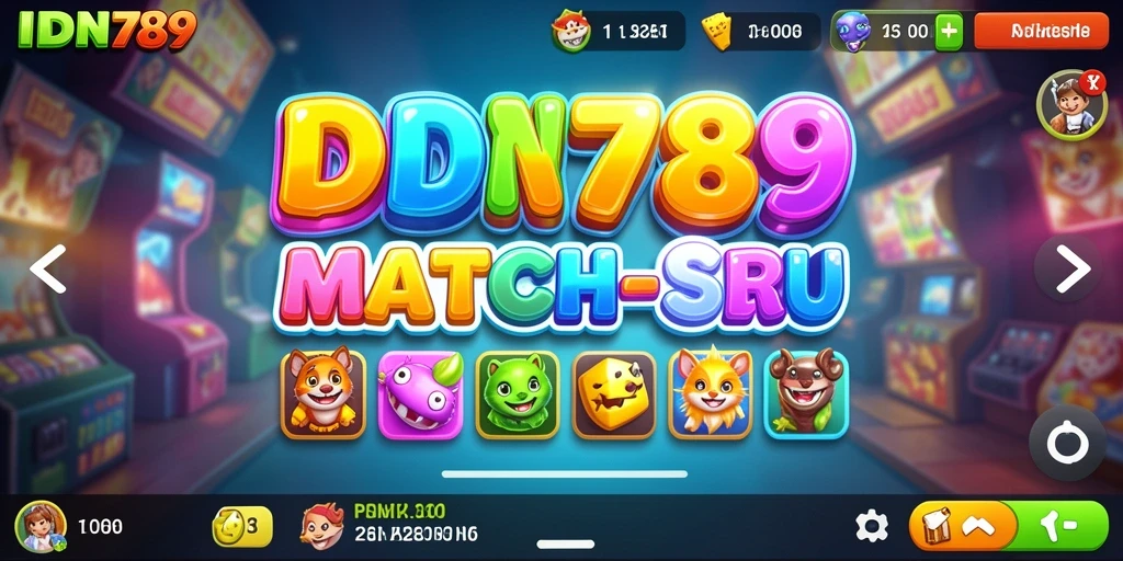 Screenshot gameplay IDN789 yang menampilkan warna-warni permata Match-3.