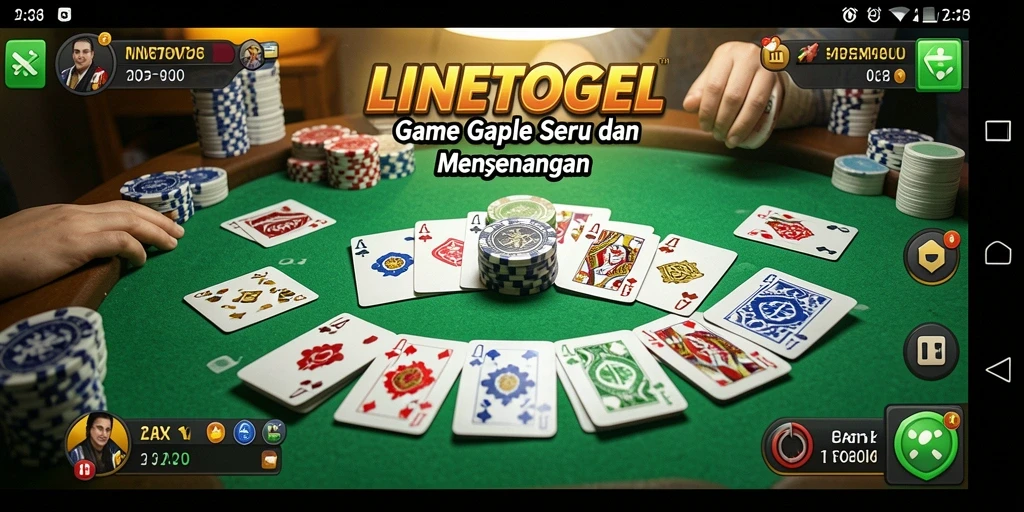 Tampilan gameplay seru dalam LINETOGEL yang menggambarkan kompetisi Gaple.