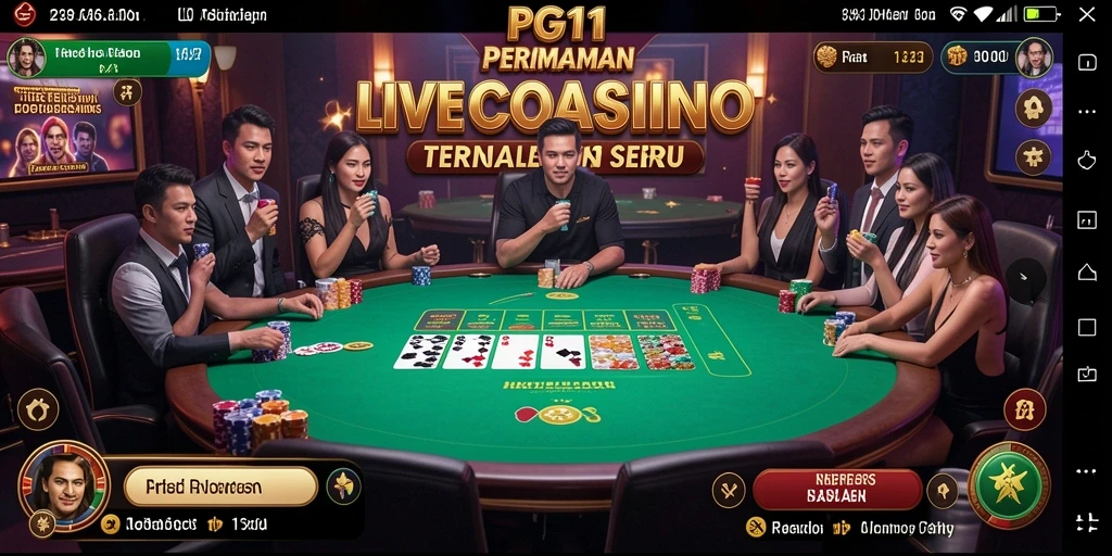 Screenshot gameplay PG11 menampilkan dealer langsung dan interaksi pemain.