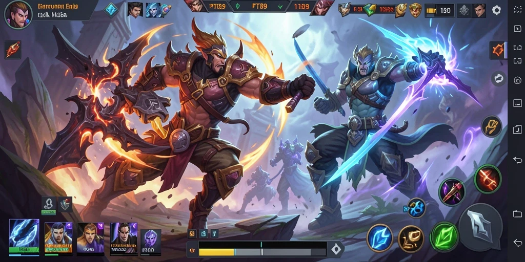 Gameplay PT89 yang seru dan penuh aksi dalam pertarungan MOBA.