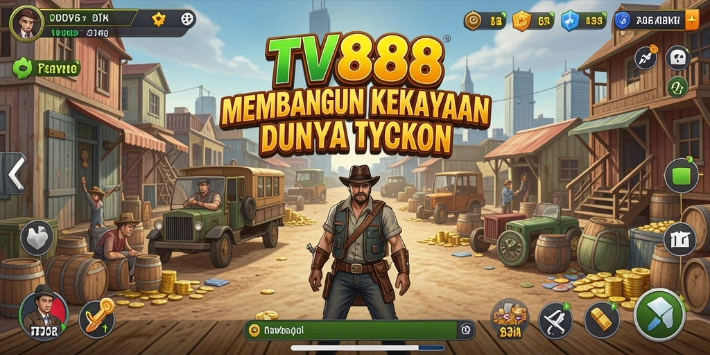 Tampilan gameplay seru dalam TV888 saat membangun bisnis Tycoon.